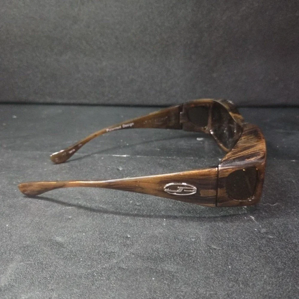 Jonathan Paul Fitovers Glides 008A Sunglasses Brown Woodgrain Wrap Around Mens